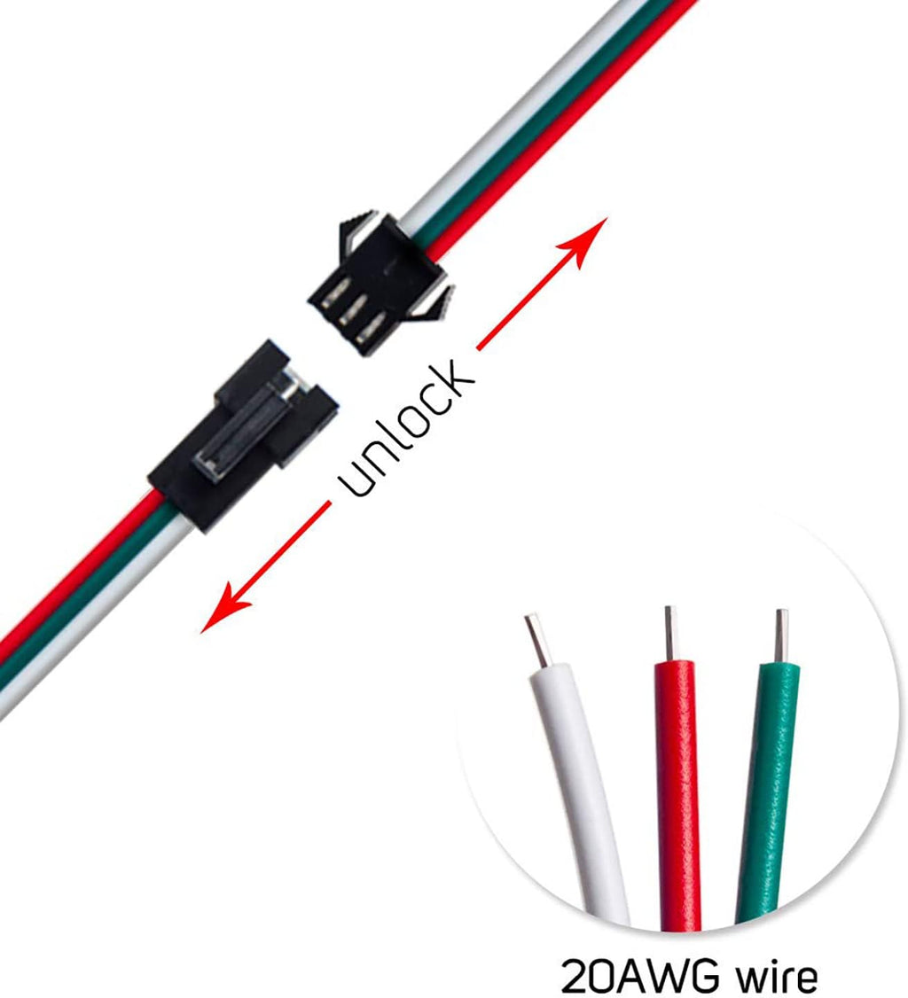 20-Pair JST-SM 3-Pin Male/Female Connectors for Addressable LEDs — product image 4