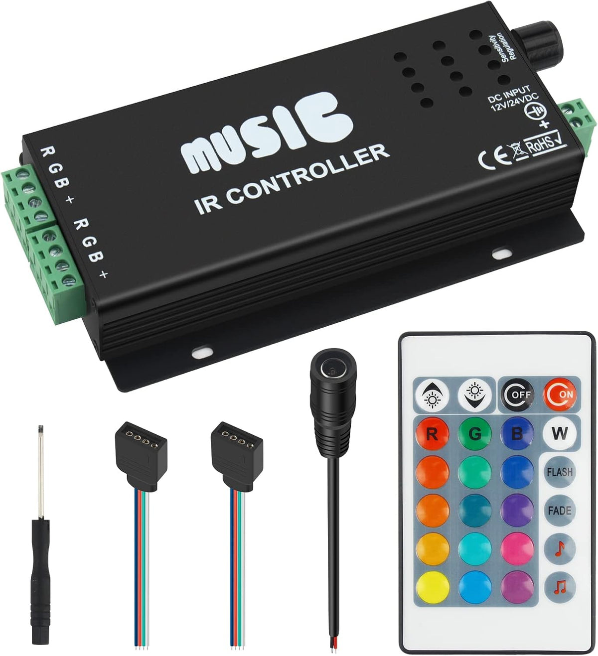 RGB LED Controller with 24-Key IR Remote & Music Sync — main image