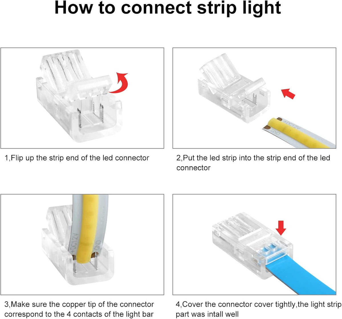 10-Pack 2-Pin 8mm Solderless Connectors for COB LED Strips — product image 5