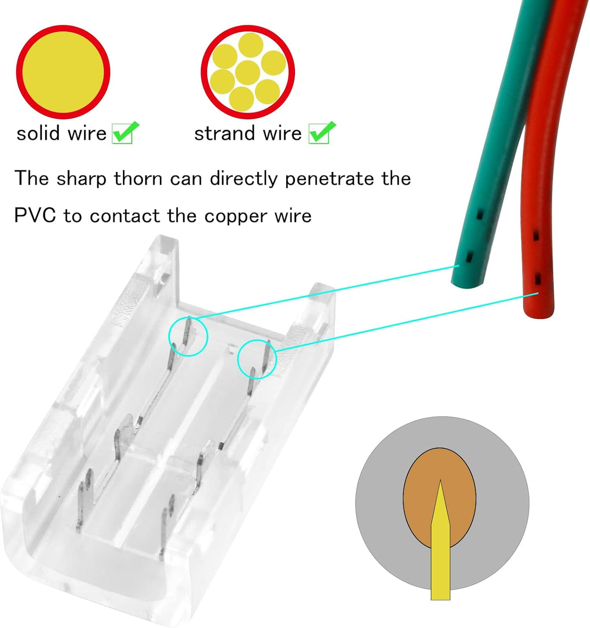 10-Pack 2-Pin 8mm Solderless Connectors for COB LED Strips — product image 4