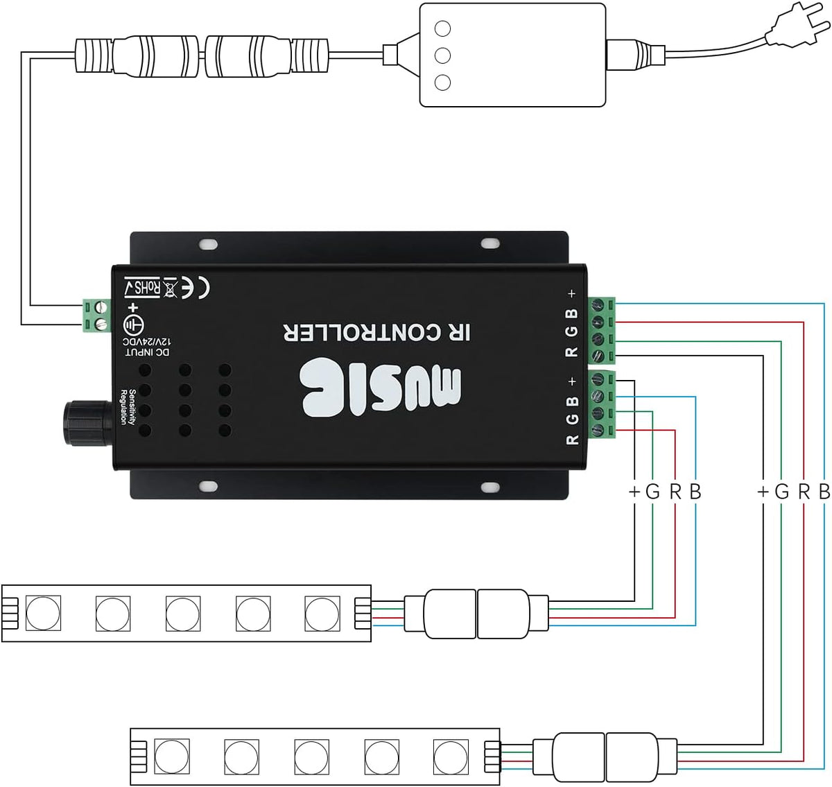 RGB LED Controller with 24-Key IR Remote & Music Sync — product image 4