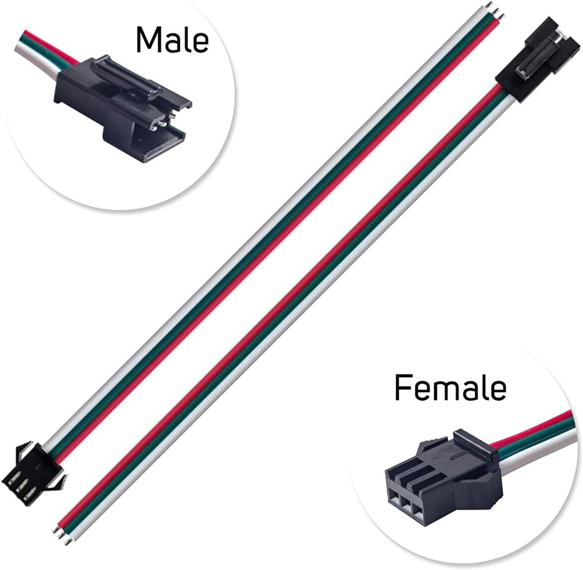 20-Pair JST-SM 3-Pin Male/Female Connectors for Addressable LEDs — product image 3
