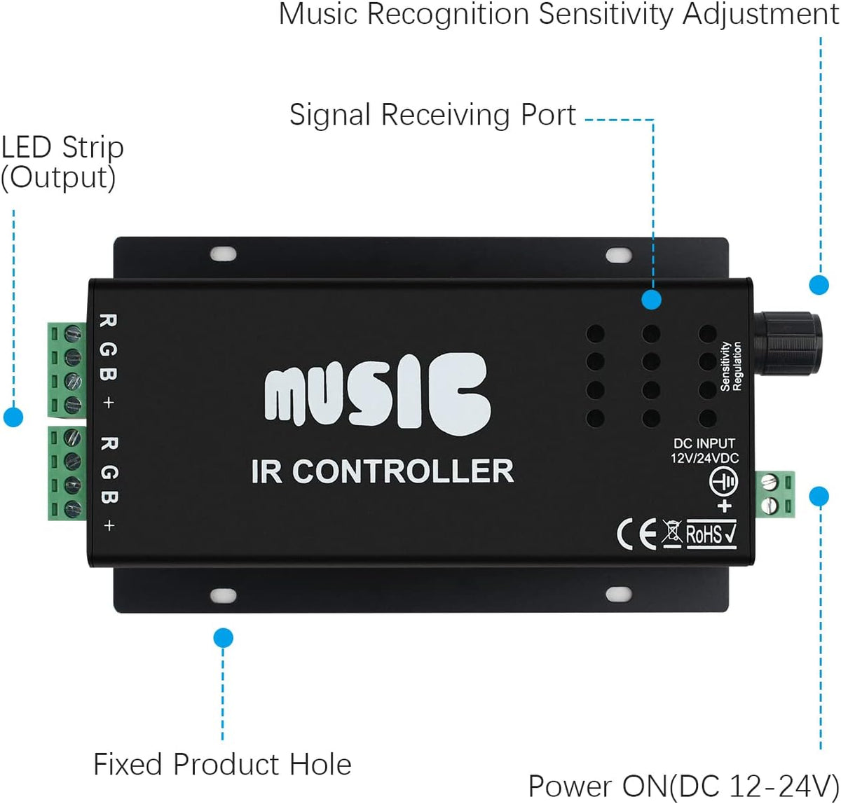 RGB LED Controller with 24-Key IR Remote & Music Sync — product image 2