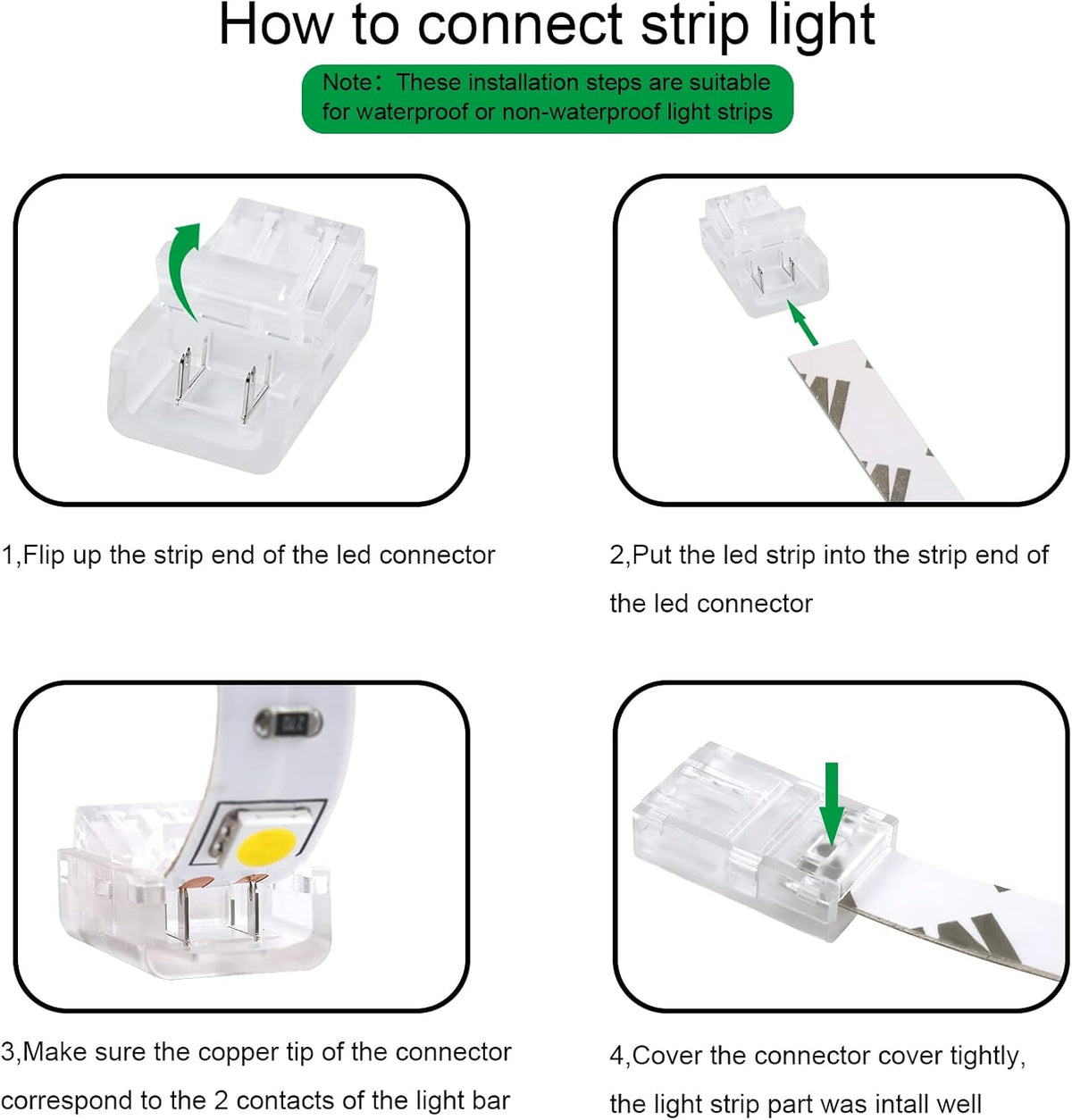 10-Pack 2-Pin 10mm Solderless Connectors for Single-Color LED Strips — product image 5