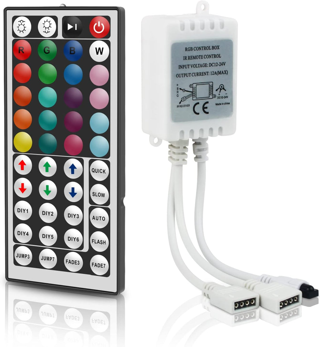 2-Port 4-Pin RGB LED Controller with 44-Key IR Remote — main image