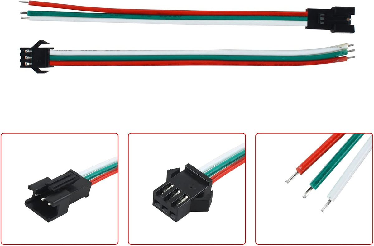 20-Pair JST-SM 3-Pin Male/Female Connectors for Addressable LEDs — product image 6