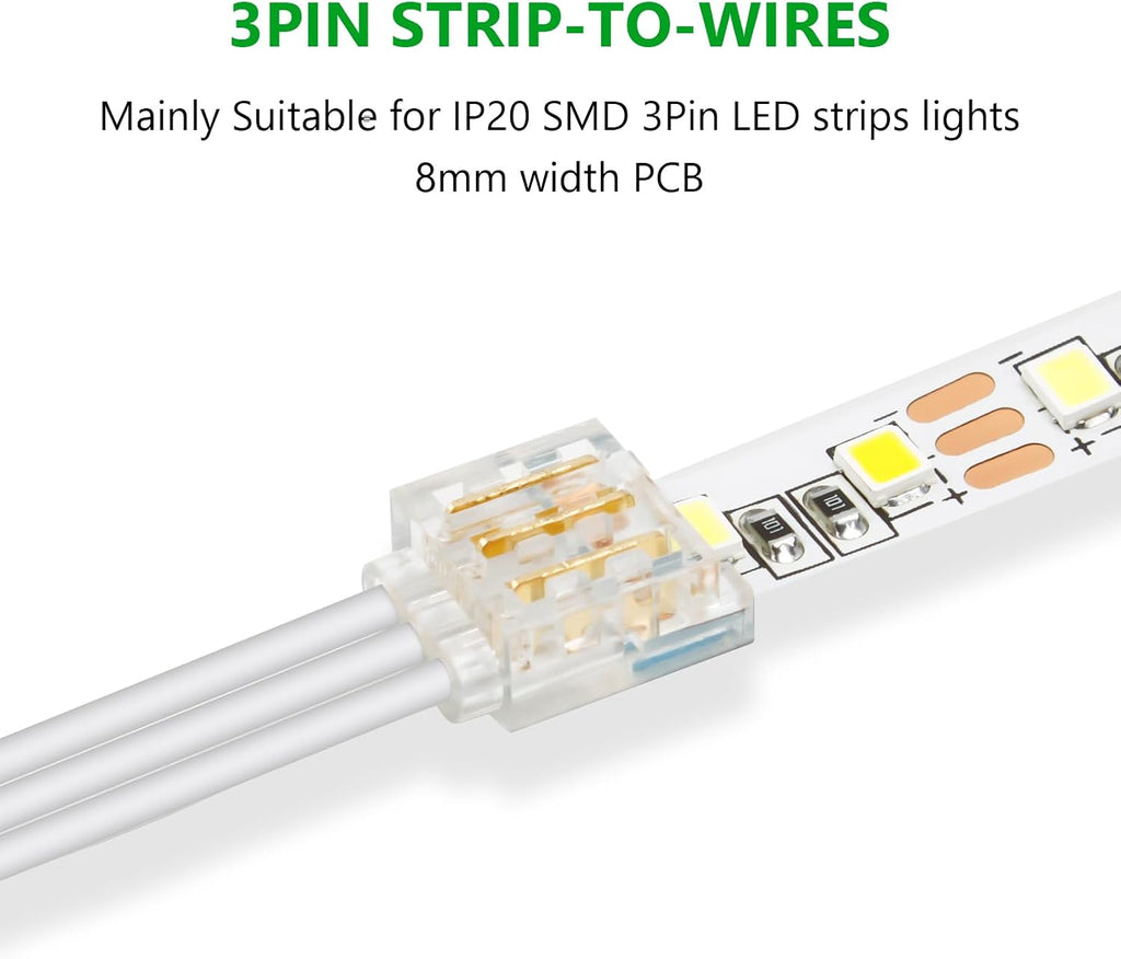 20-Piece 3-Pin 8mm Connector Kit with 32.8FT Extension Wire — product image 2