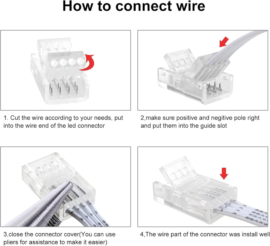 10-Pack 4-Pin 10mm RGB Strip Connectors with 32.8FT Cable — product image 7
