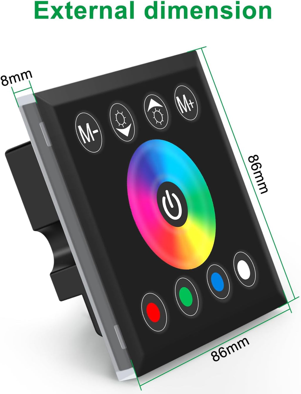 RGBW Wall-Mounted Touch Panel LED Controller for 12–24V Strips — product image 2
