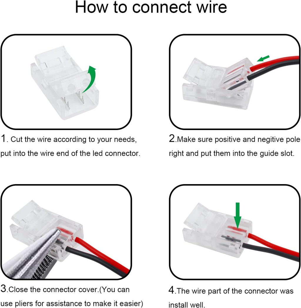 10-Pack 2-Pin 10mm Solderless Connectors for Single-Color LED Strips — product image 6