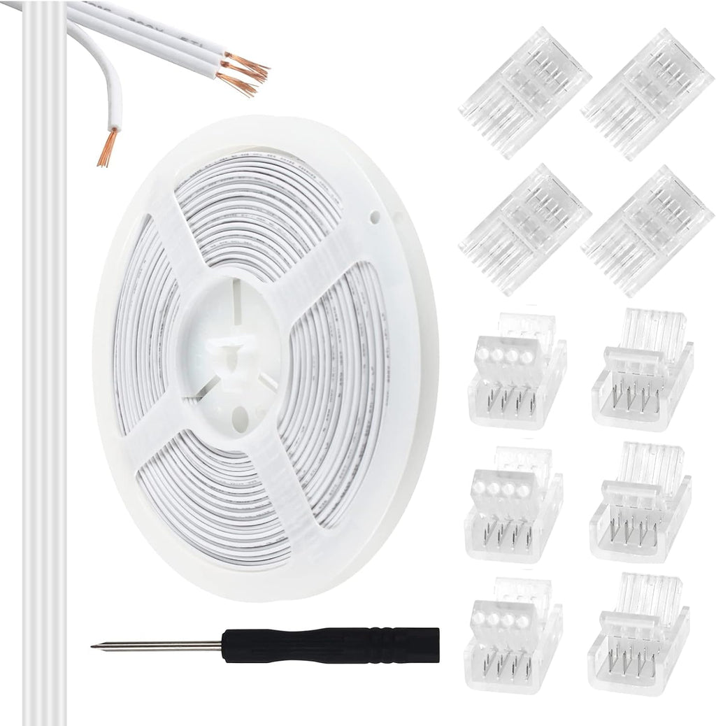 10-Pack 4-Pin 10mm RGB Strip Connectors with 32.8FT Cable — main image