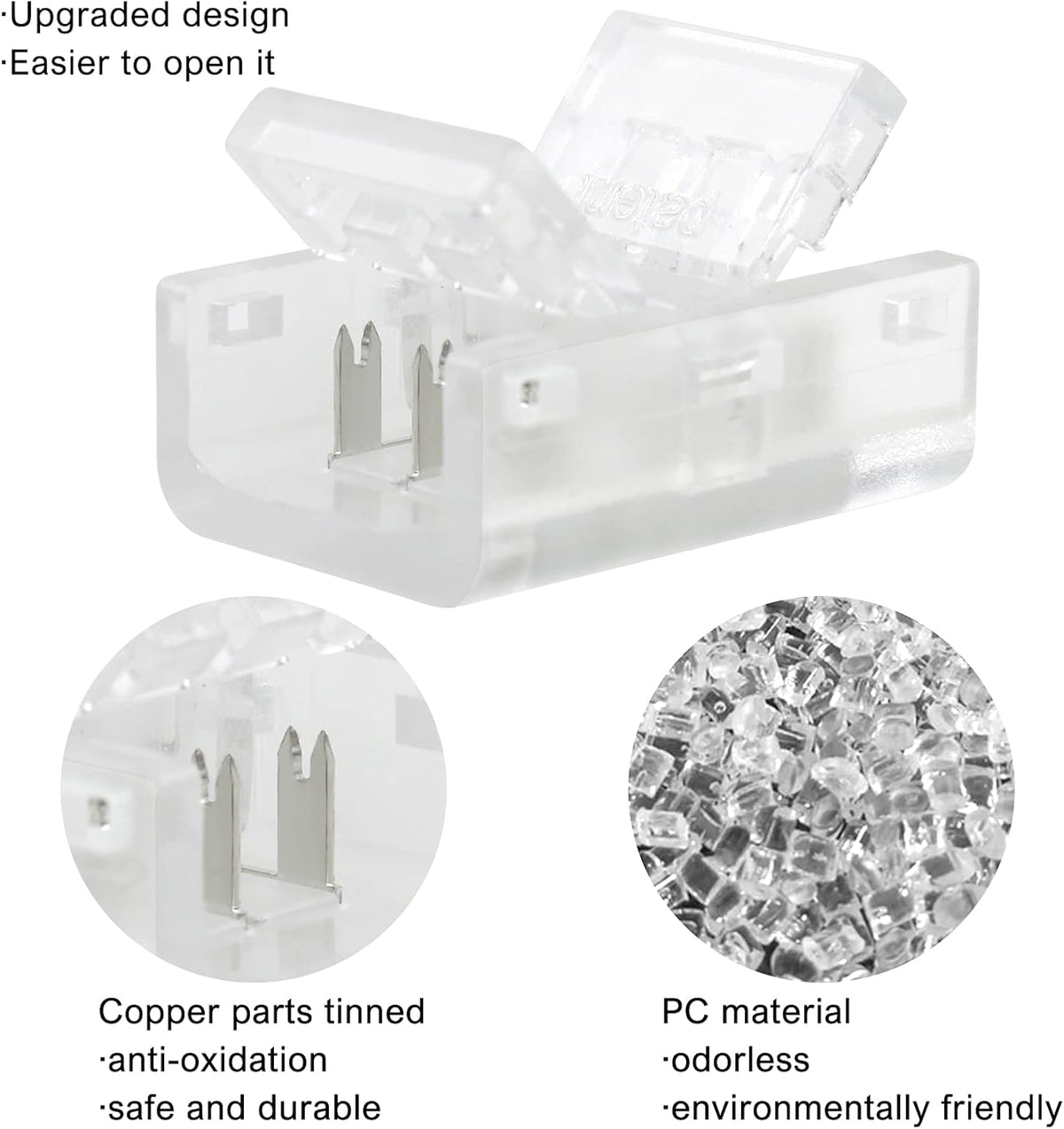 10-Pack 3-Pin 10mm Solderless Connectors for Addressable LED Strips — product image 4