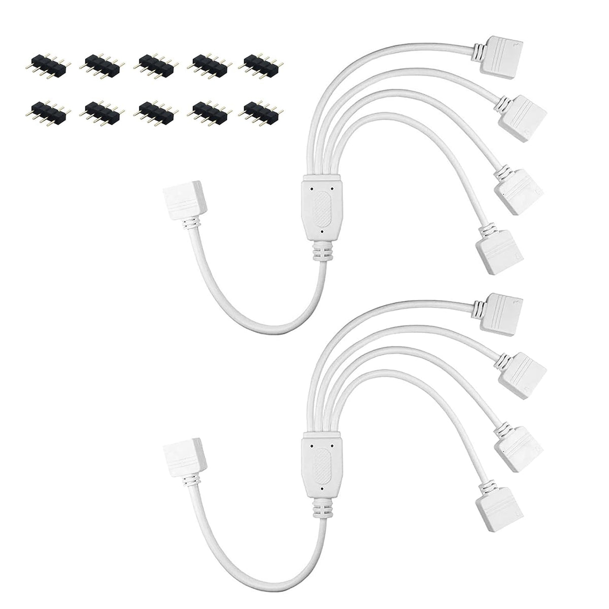 4-Way 4-Pin RGB LED Strip Y-Splitter with 5 Male Plugs — main image