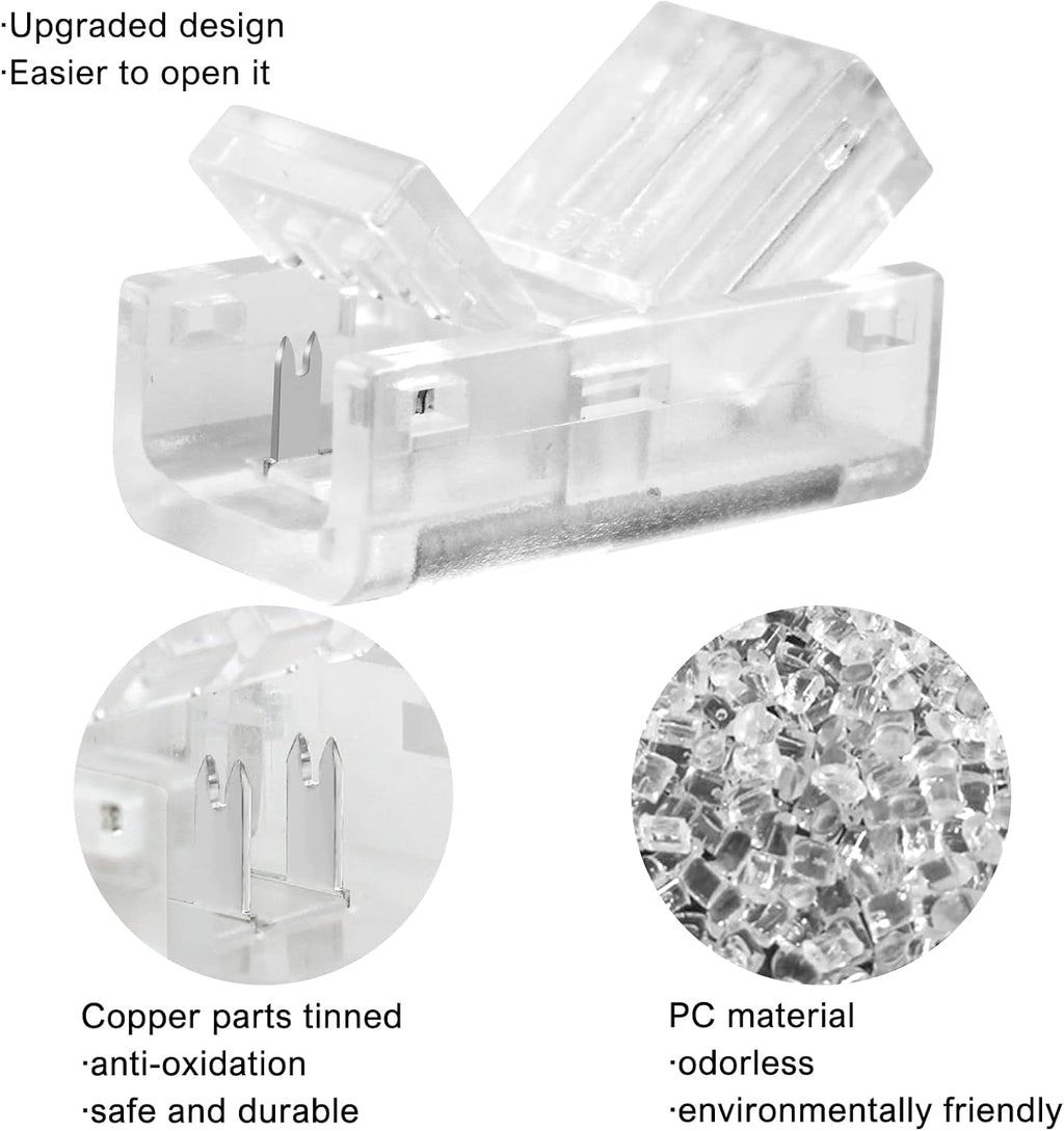 10-Pack 2-Pin 8mm Solderless Connectors for COB LED Strips — product image 3