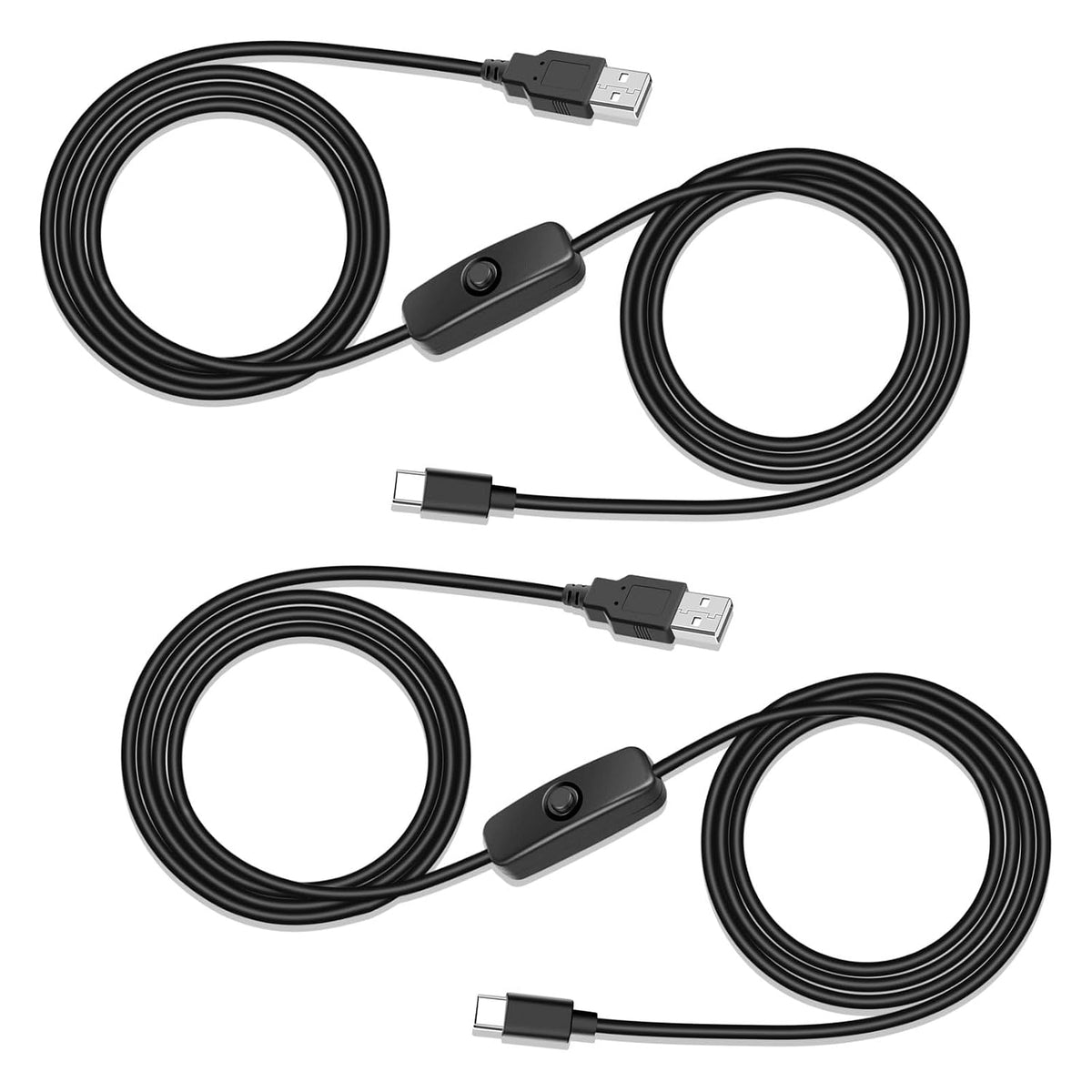 2-Pack 6.6FT USB-A to USB-C Power Cables with On/Off Switch — main image