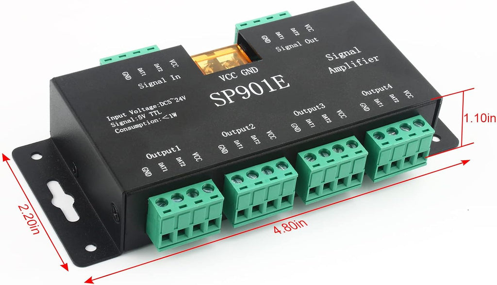 SP901E 4-Channel SPI Signal Amplifier for Addressable LED Strips — product image 2