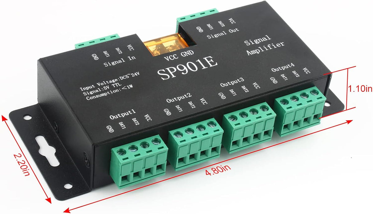 SP901E 4-Channel SPI Signal Amplifier for Addressable LED Strips — product image 2