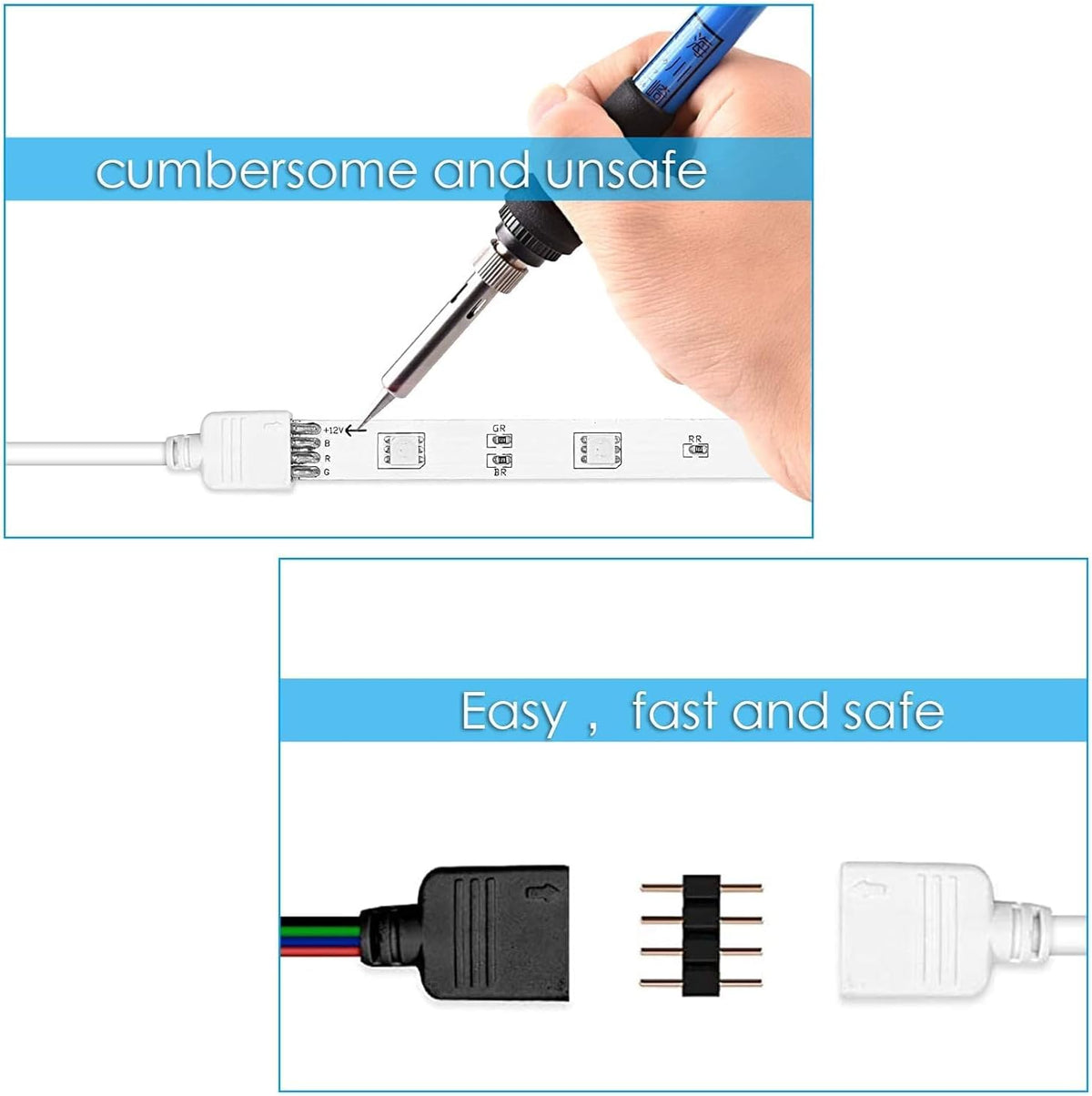 2-Pack 9.9FT RGB LED Extension Cables with 4-Pin Connectors — product image 5