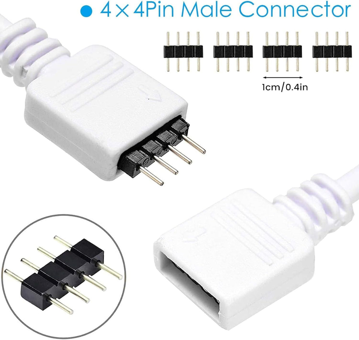 2-Pack 9.9FT RGB LED Extension Cables with 4-Pin Connectors — product image 2
