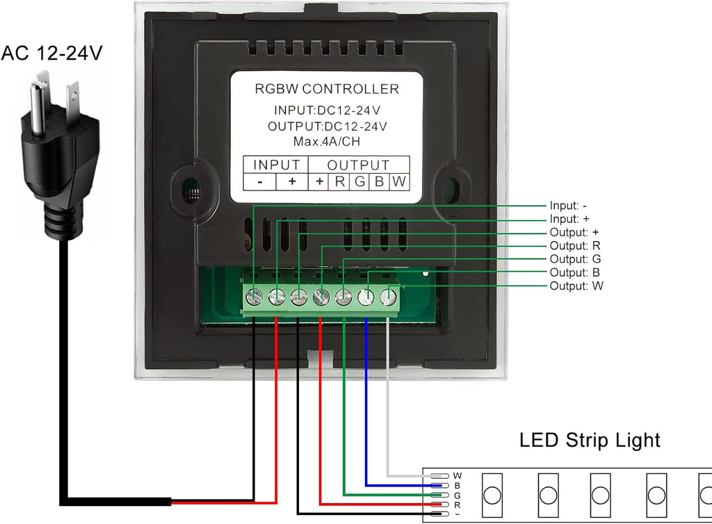 RGBW Wall-Mounted Touch Panel LED Controller for 12–24V Strips — product image 8