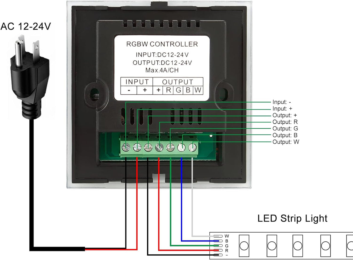 RGBW Wall-Mounted Touch Panel LED Controller for 12–24V Strips — product image 8