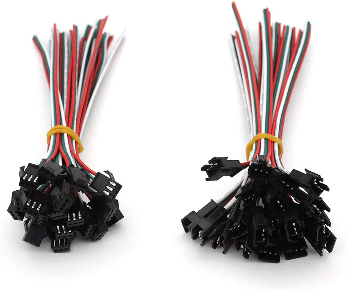 20-Pair JST-SM 3-Pin Male/Female Connectors for Addressable LEDs — main image