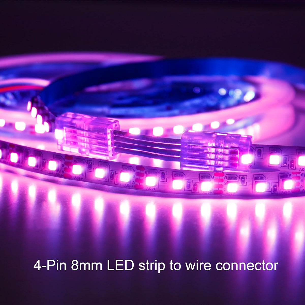 10-Pack 4-Pin 8mm RGB LED Strip-to-Wire Connectors — product image 8