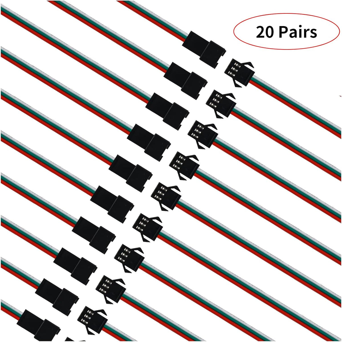 20-Pair JST-SM 3-Pin Male/Female Connectors for Addressable LEDs — product image 5