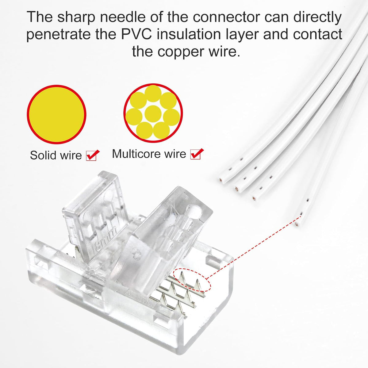 10-Pack 4-Pin 8mm RGB LED Strip-to-Wire Connectors — product image 6