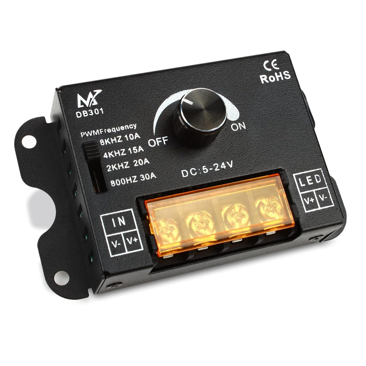 30A PWM Dimmer with Knob Control for Single-Color LED Strips — main image