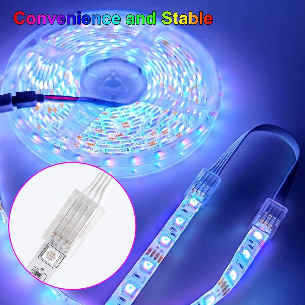10-Pack 4-Pin 10mm RGB Strip Connectors with 32.8FT Cable — product image 8