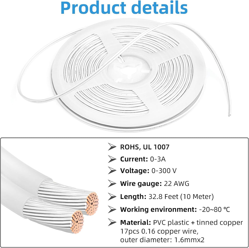 25-Piece 2-Pin 8mm Connector Kit with 32.8FT Extension Wire — product image 3