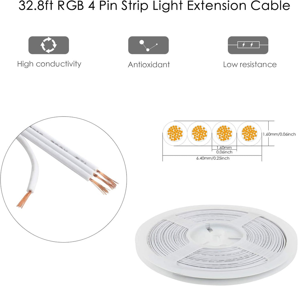 33FT 22AWG 4-Pin RGB LED Strip Extension Wire — product image 2