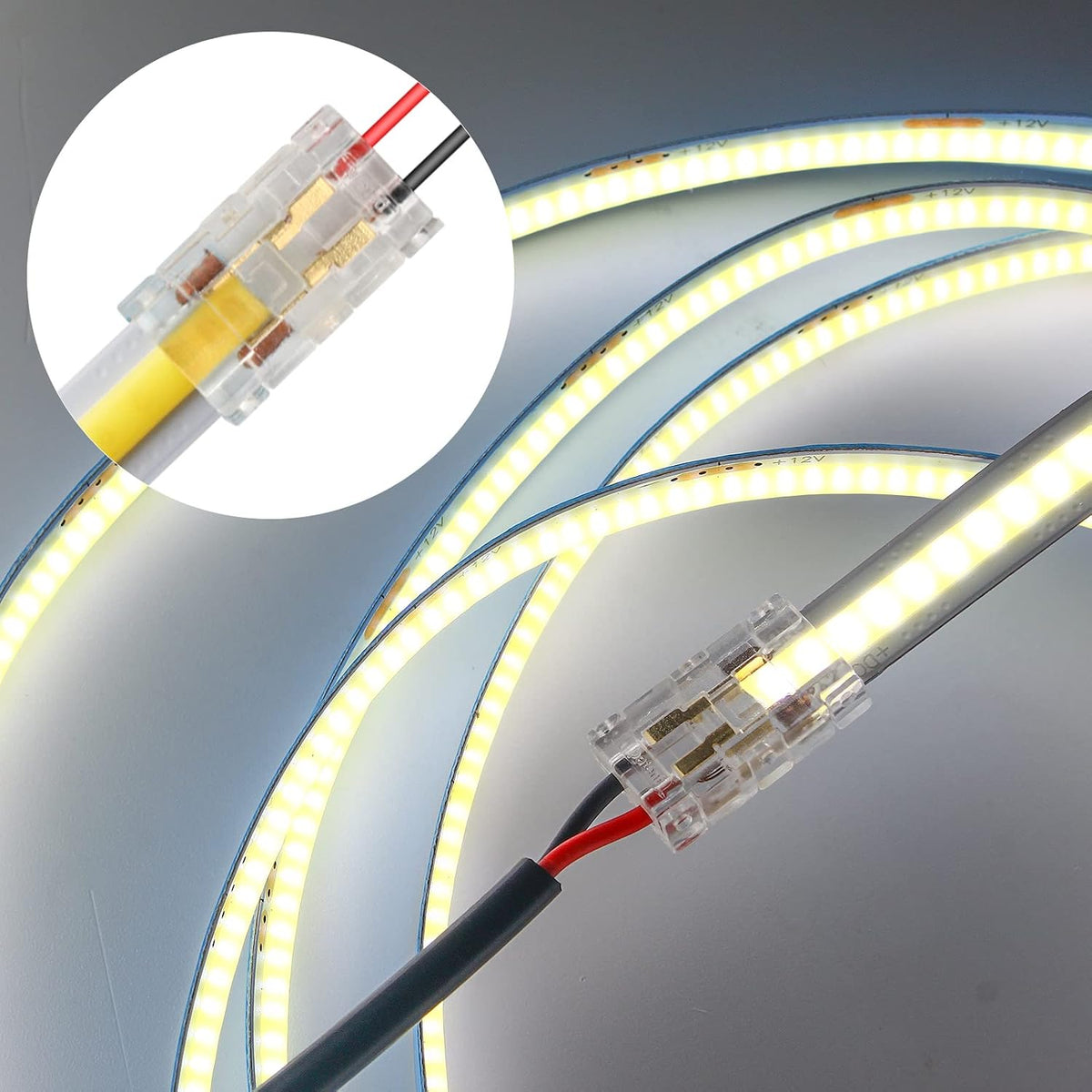12-Pack 2-Pin 8mm COB LED Strip-to-Wire Connectors — product image 7