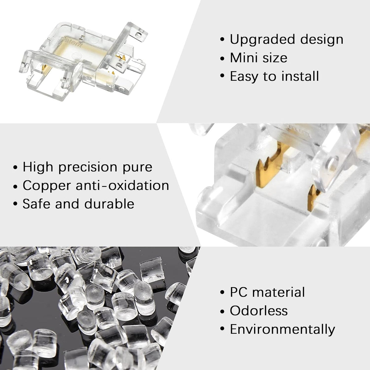 12-Pack 2-Pin 10mm L-Shaped COB LED Corner Connectors — product image 3