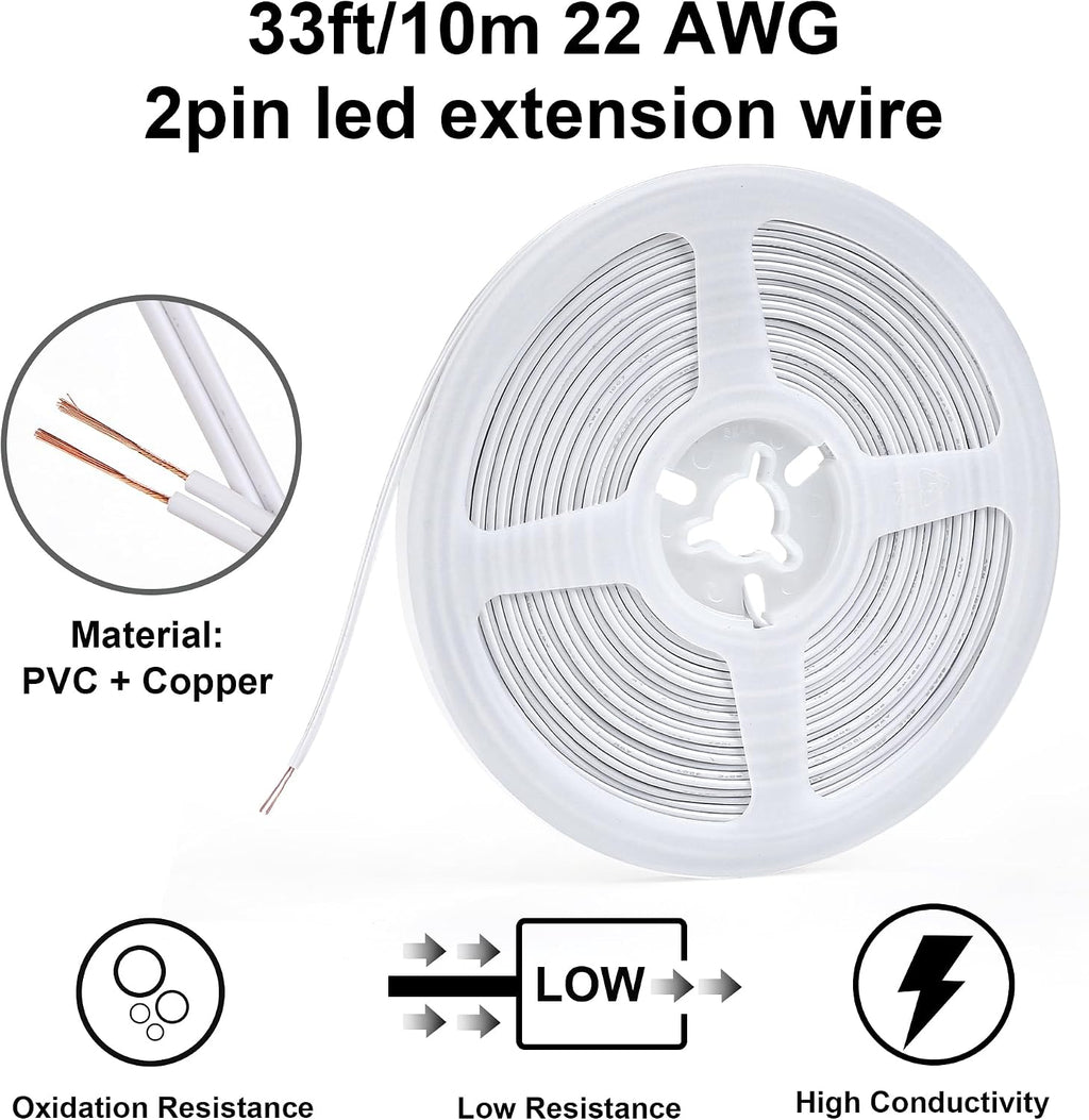 20-Piece 2-Pin 8mm Connector Kit with 32.8FT Extension Wire — product image 7