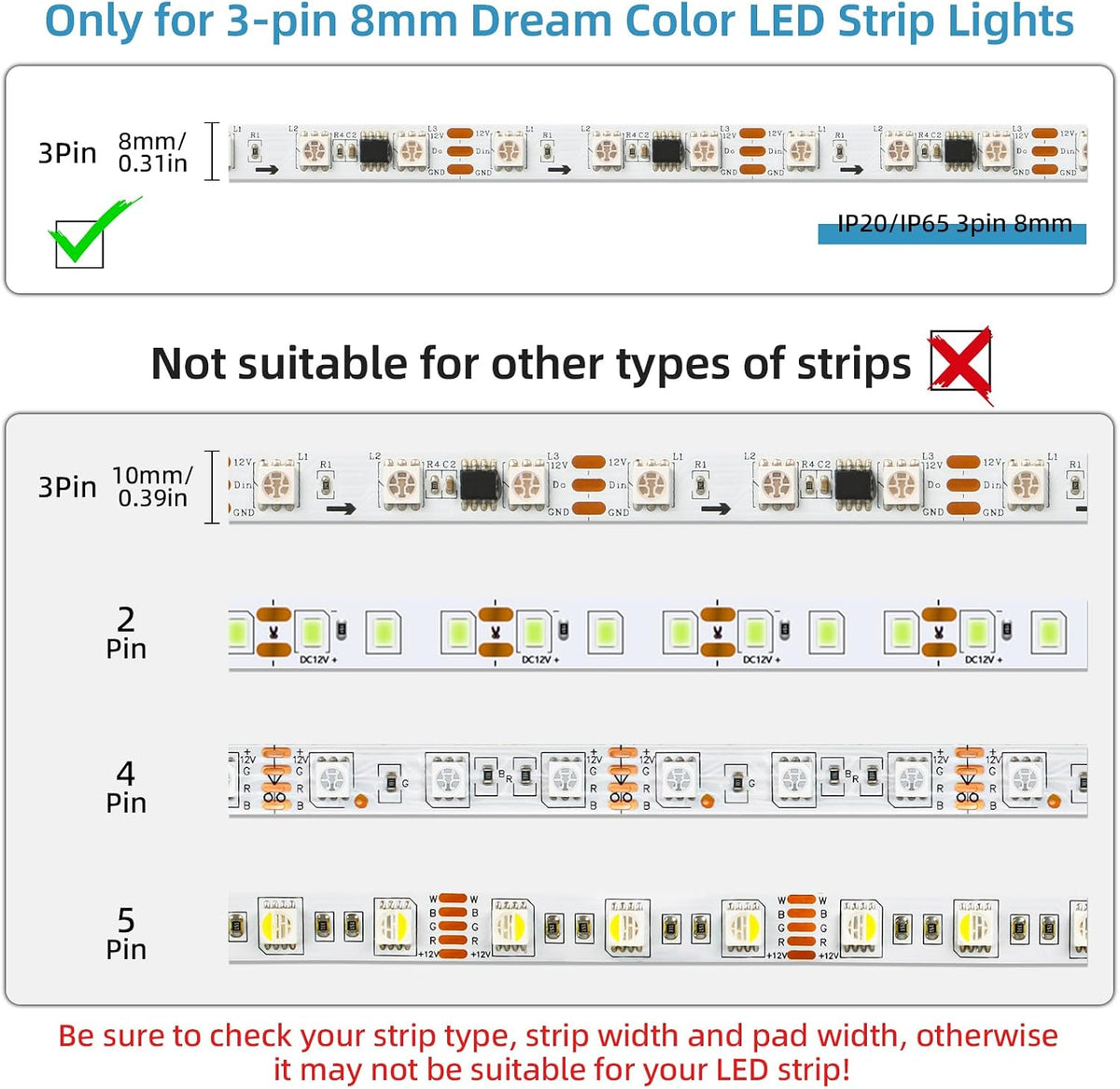 20-Piece 3-Pin 8mm Connector Kit with 32.8FT Extension Wire — product image 8