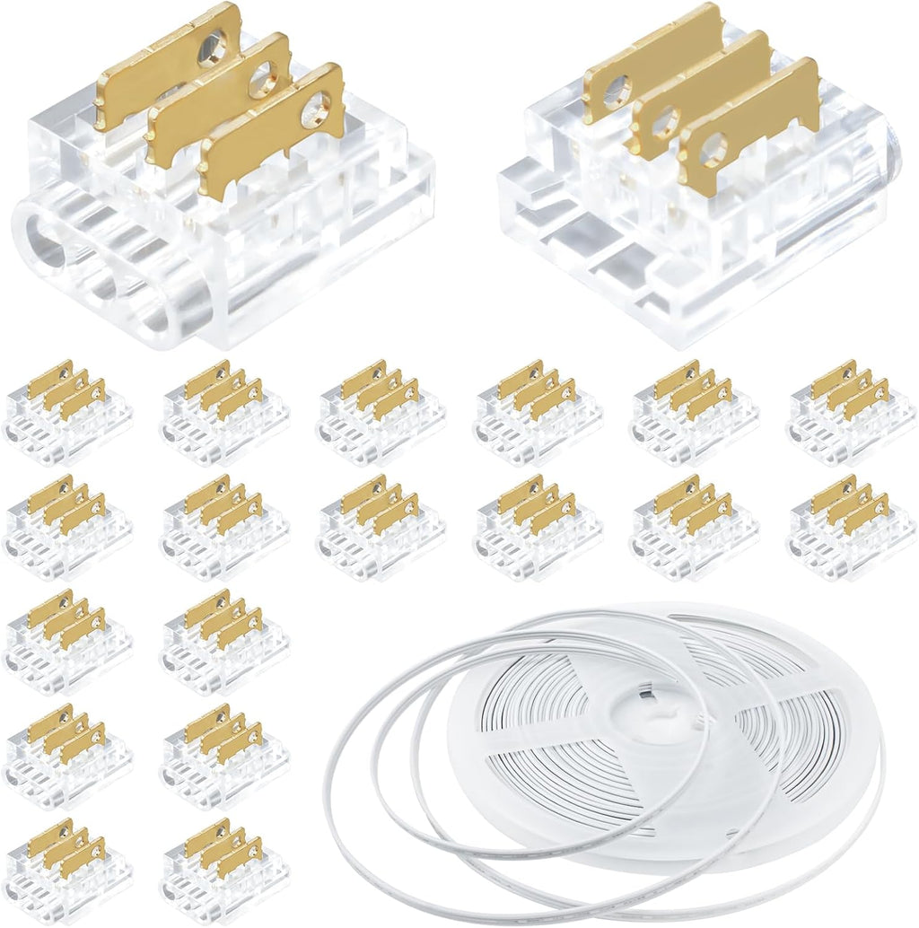 20-Piece 3-Pin 8mm Connector Kit with 32.8FT Extension Wire — main image