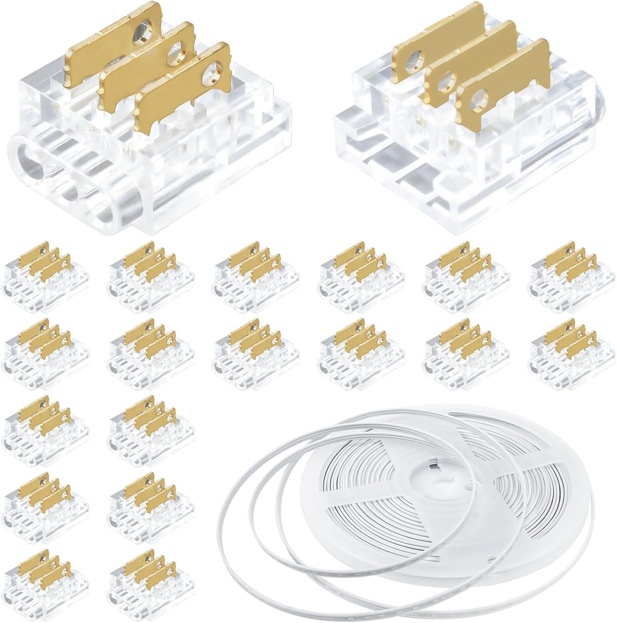 20-Piece 3-Pin 8mm Connector Kit with 32.8FT Extension Wire — main image