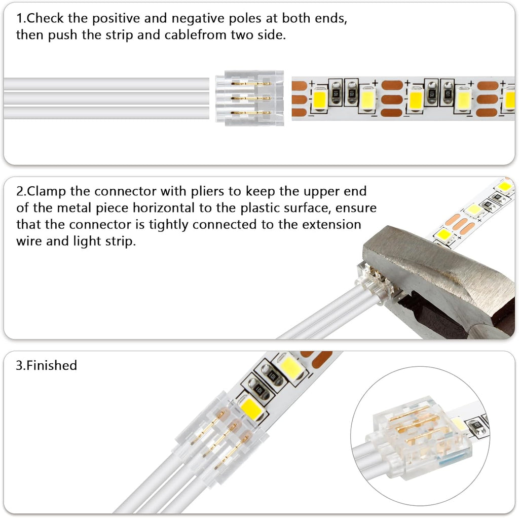 20-Piece 3-Pin 8mm Connector Kit with 32.8FT Extension Wire — product image 6