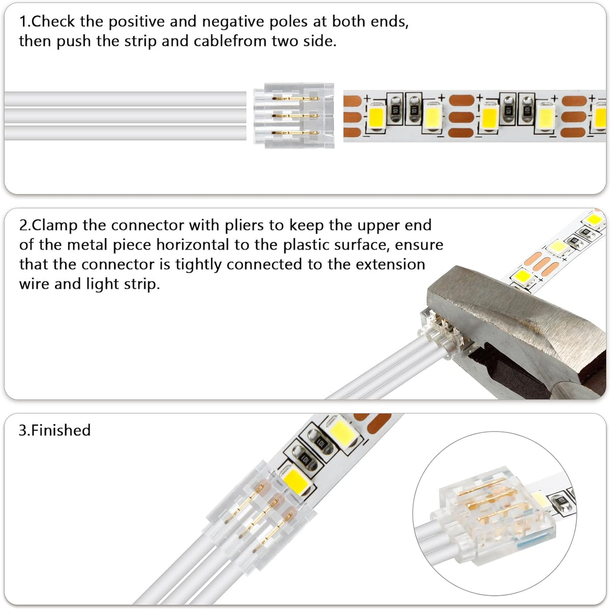 20-Piece 3-Pin 8mm Connector Kit with 32.8FT Extension Wire — product image 6