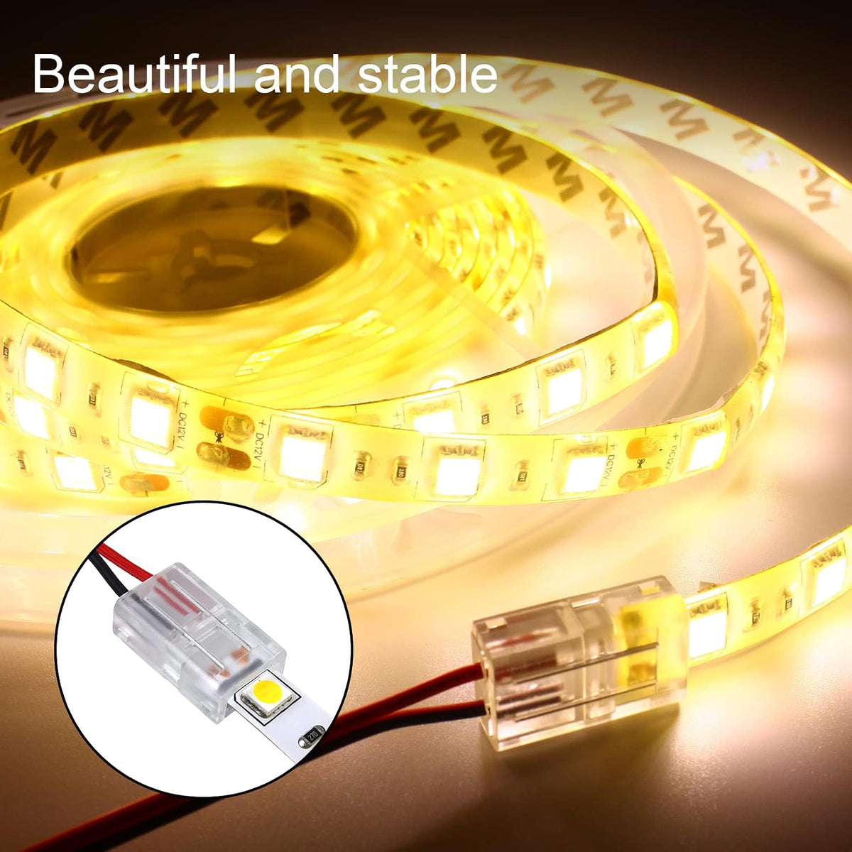 10-Pack 2-Pin 10mm Solderless Connectors for Single-Color LED Strips — product image 7