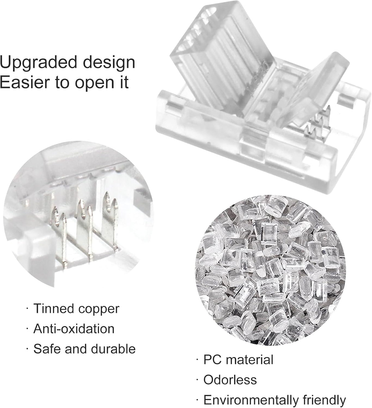 10-Pack 4-Pin 8mm RGB LED Strip-to-Wire Connectors — product image 3