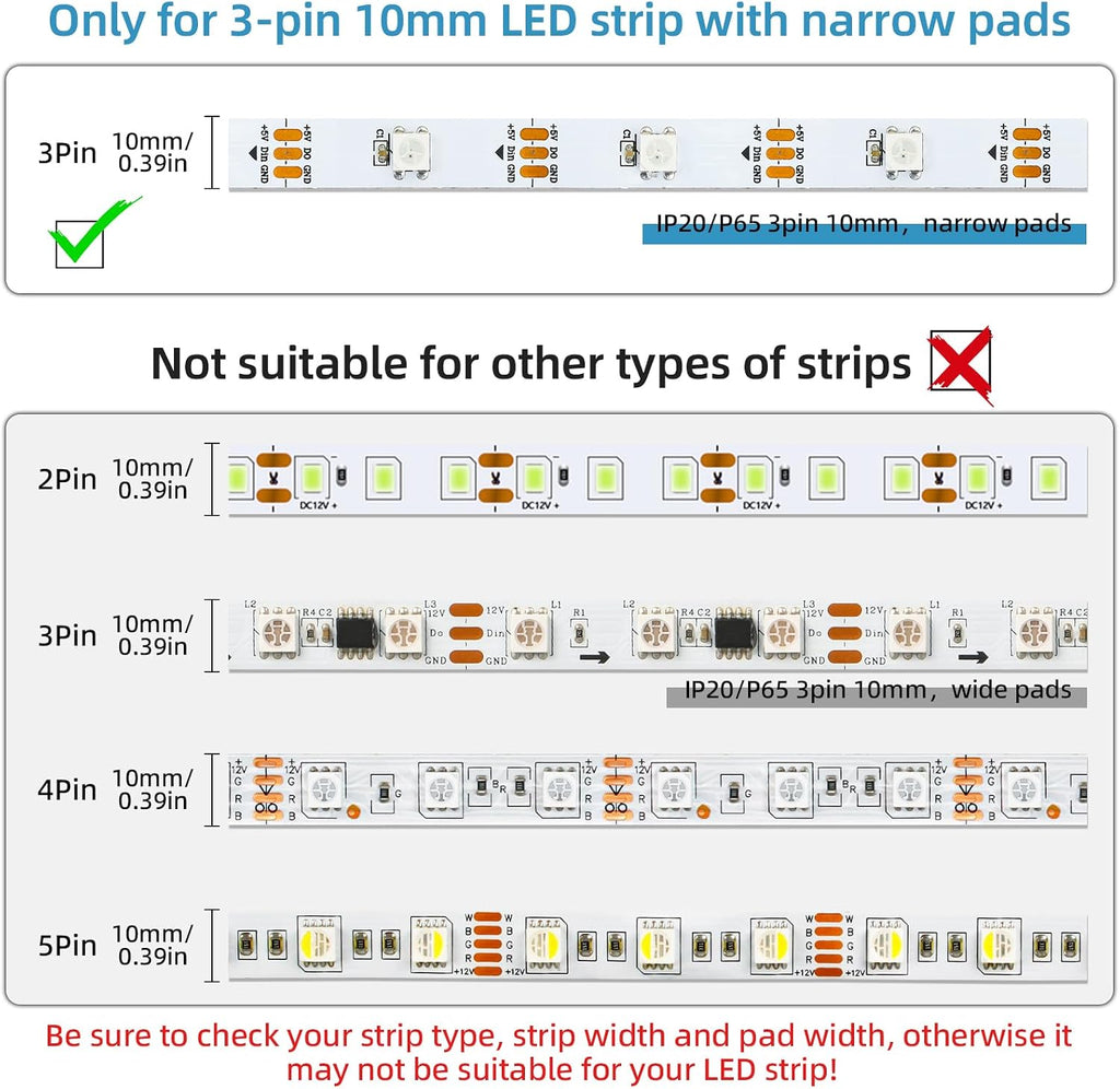 25-Pack 3-Pin 10mm Solderless Connectors for WS2811/WS2812B — product image 5