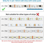 10-Pack 3-Pin 10mm Solderless Connectors for Addressable LED Strips — product image 3