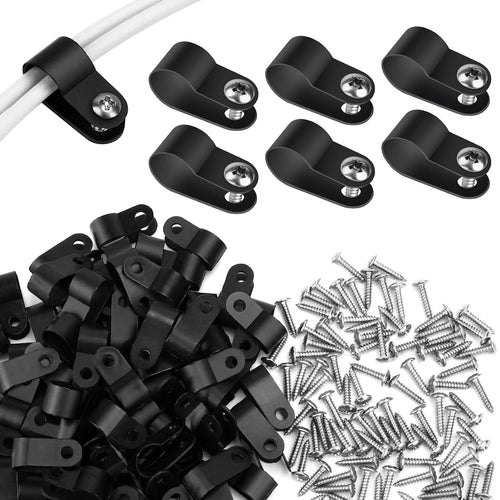 120-Pack 3/8-Inch Nylon R-Type Cable Clips with Screws — main image
