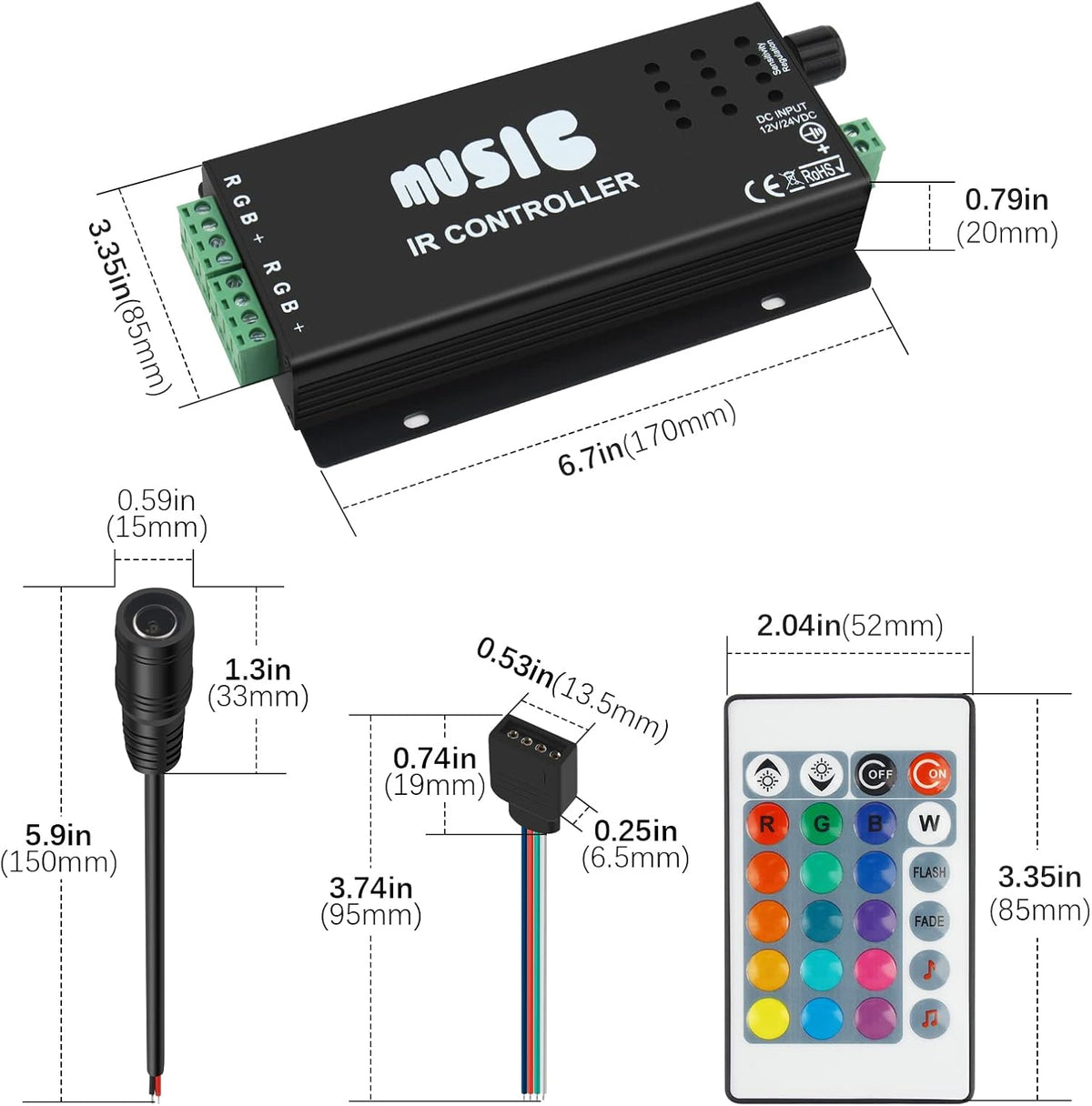 RGB LED Controller with 24-Key IR Remote & Music Sync — product image 7