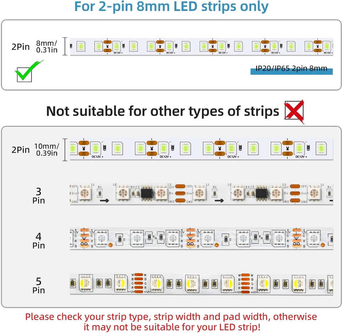 20-Piece 2-Pin 8mm Connector Kit with 32.8FT Extension Wire — product image 4