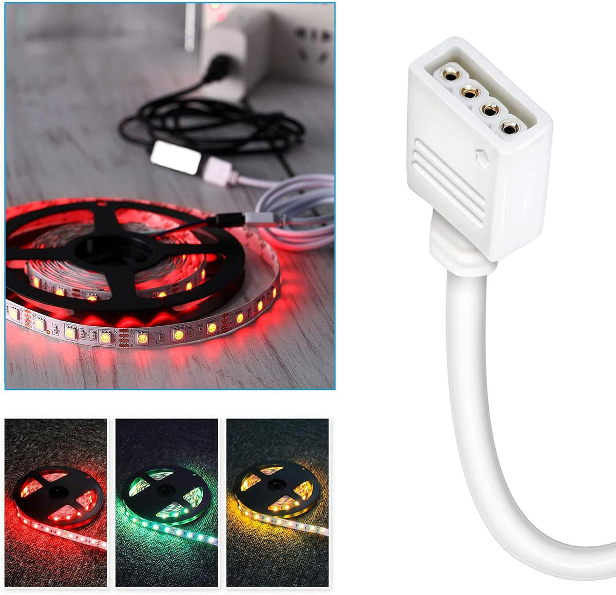 2-Pack 9.9FT RGB LED Extension Cables with 4-Pin Connectors — product image 7