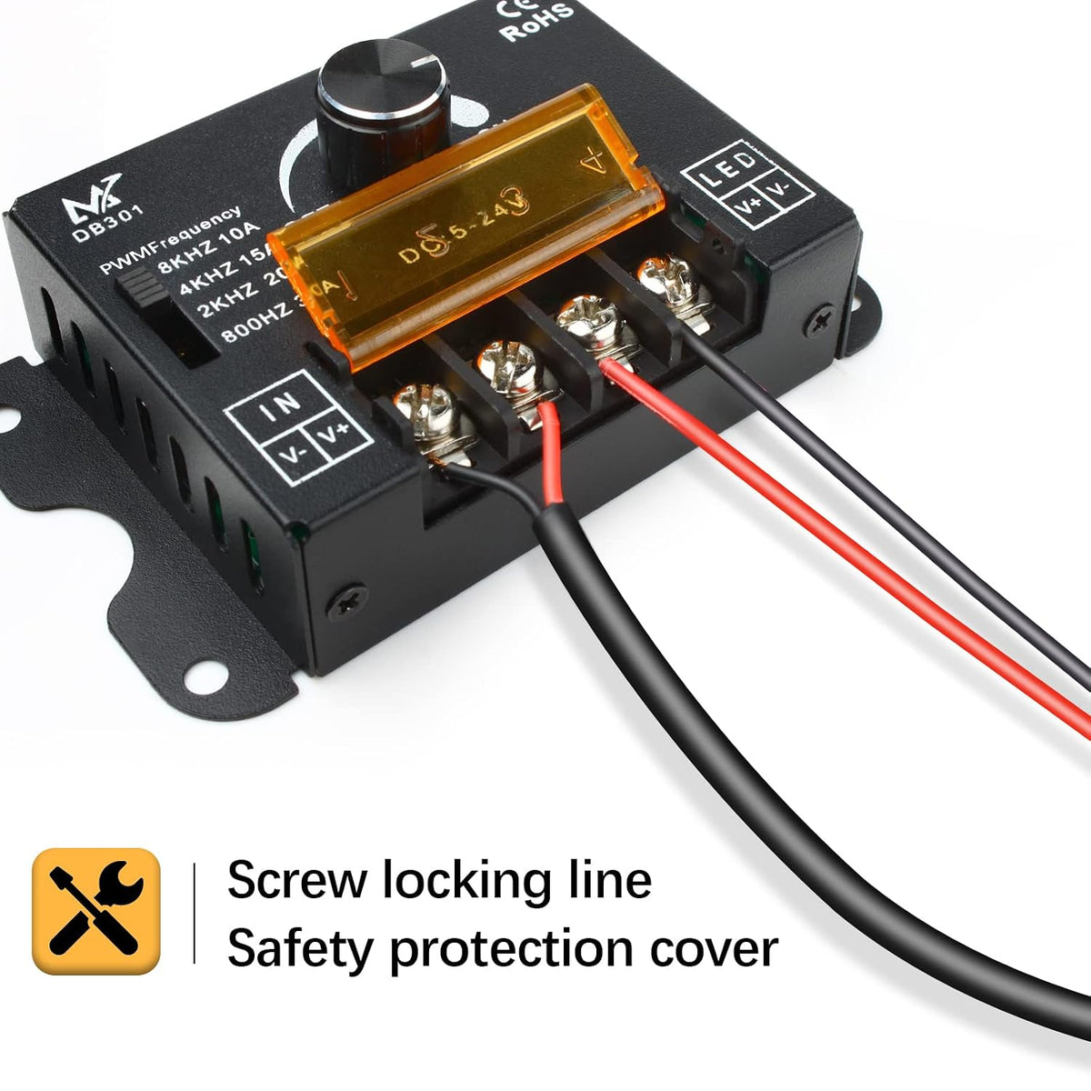 30A PWM Dimmer with Knob Control for Single-Color LED Strips — product image 4